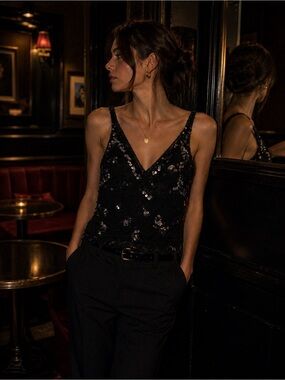 Georgiou Studio | Beaded Silk Camisole | 100% Silk | Size S